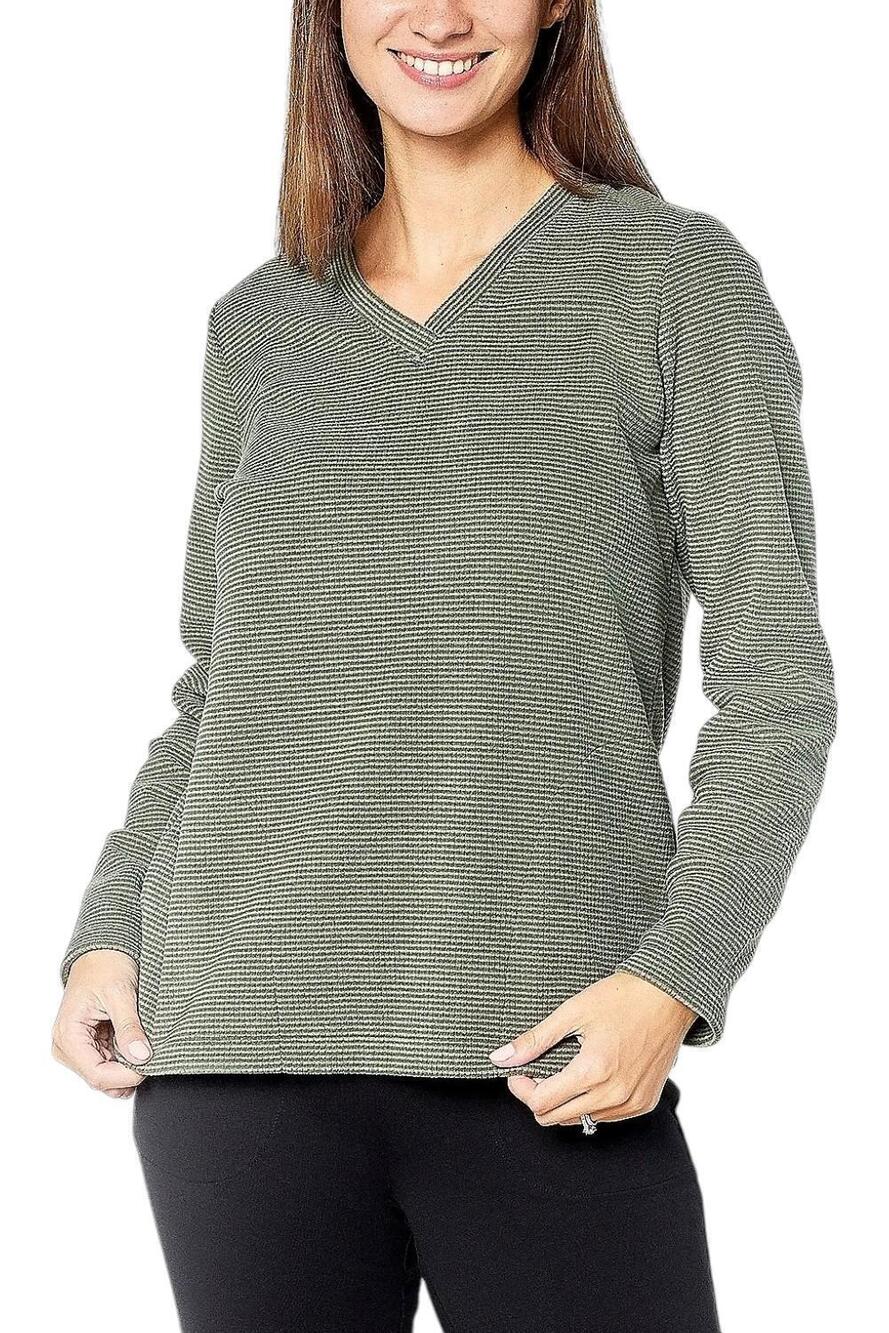 Denim & Co. Women's Fleece Pullover with Pockets Dark Olive - Regular